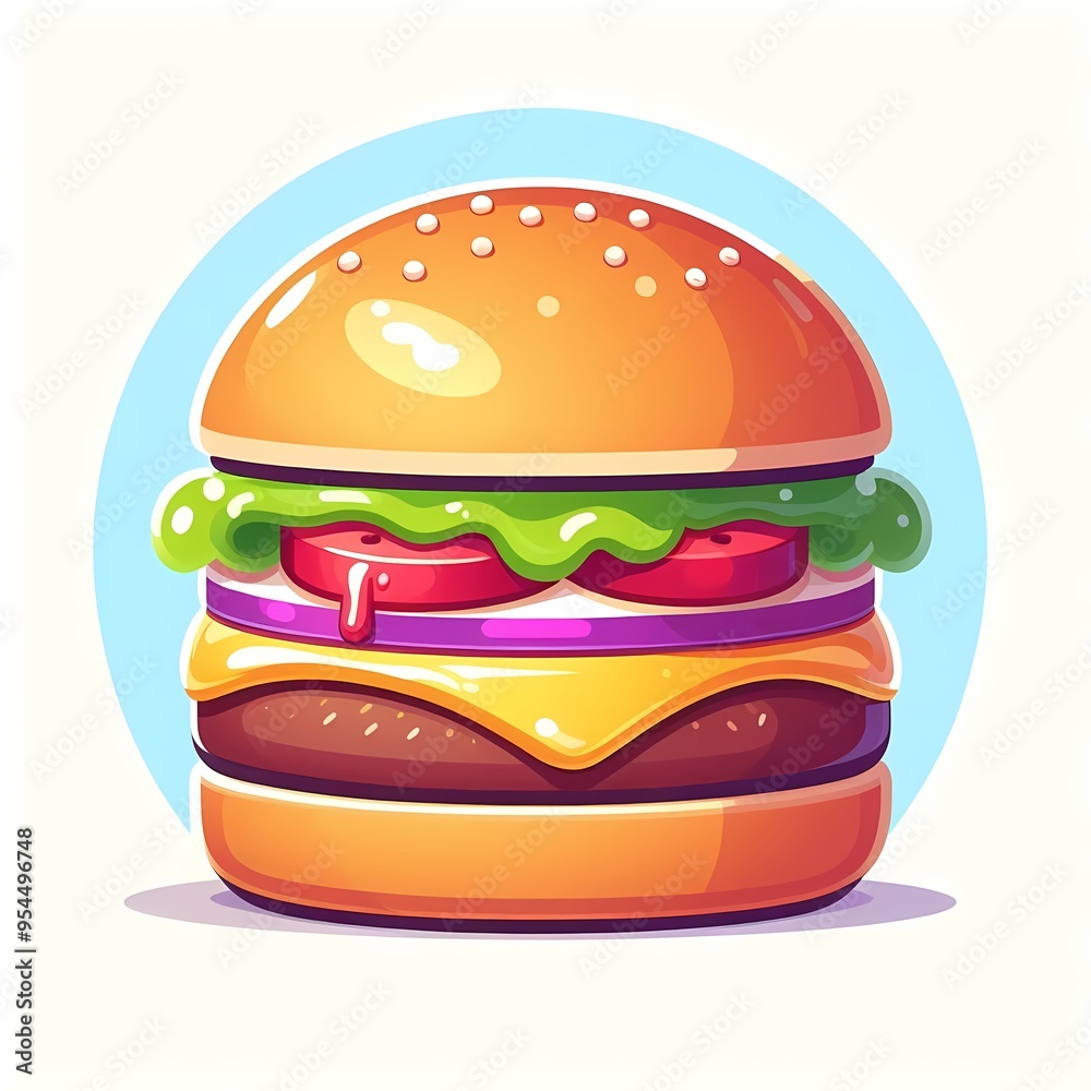 Delicious burger vector illustration isolated on a white background Delicious burger vector illustration isolated on a white background