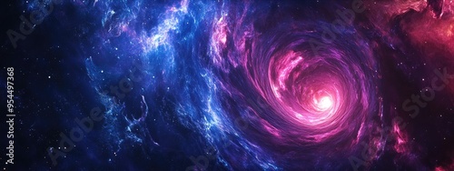 Science fiction 3D cartoon rendering featuring a violet purple black hole Cosmic galaxy wallpaper render