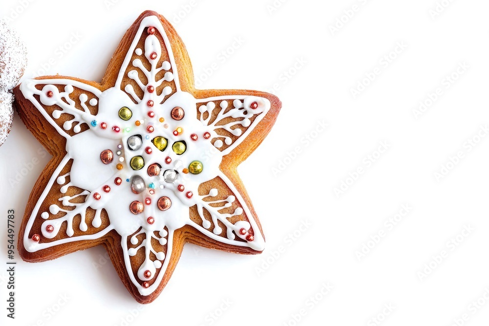 Beautiful star-shaped cookie decorated with icing and colorful beads, perfect for holiday treats and festive gatherings. Beautiful star-shaped cookie decorated with icing and colorful beads, perfect for holiday treats and festive gatherings.