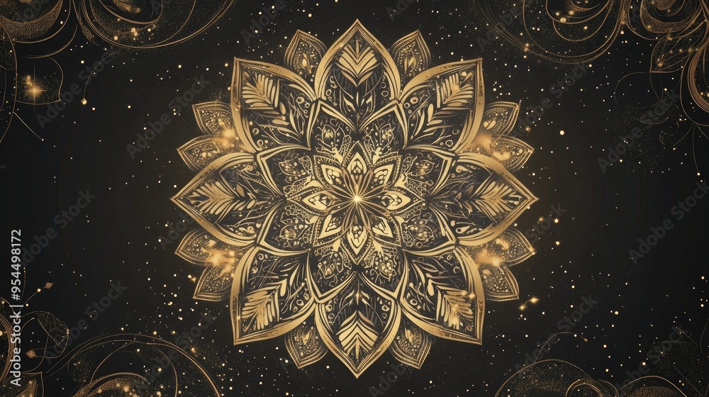 Elegant golden mandala backdrop design