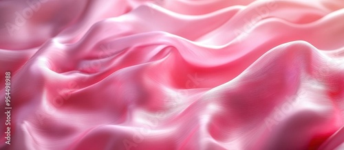 Luxurious Pink Silk Fabric with Elegant Waves and Soft Texture in Close-Up View