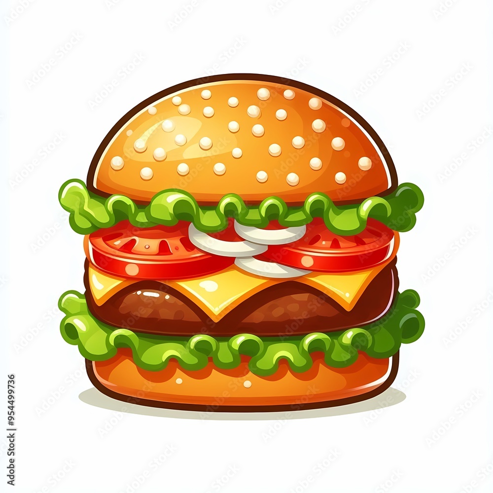 Delicious burger vector illustration isolated on a white background Delicious burger vector illustration isolated on a white background