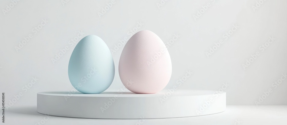 Easter egg podium pedestal 3D rendered illustration on a white background Easter egg podium pedestal 3D rendered illustration on a white background