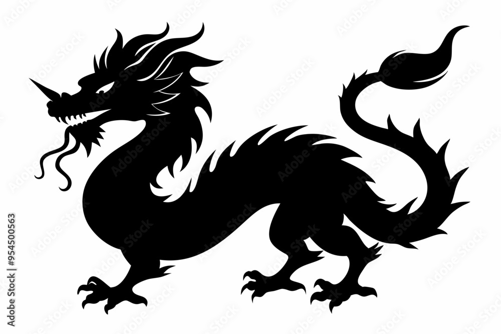 Dragon silhouette, chinese dragon vector silhouette, dragon icon
Dragon silhouette, chinese dragon vector silhouette, dragon icon