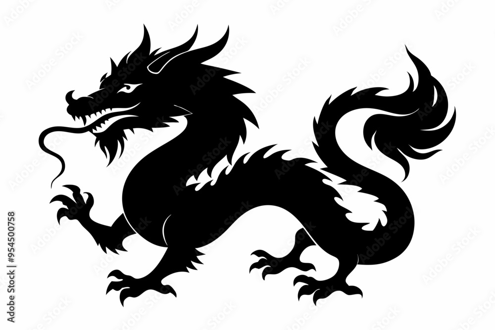 Dragon silhouette, chinese dragon vector silhouette, dragon icon
Dragon silhouette, chinese dragon vector silhouette, dragon icon