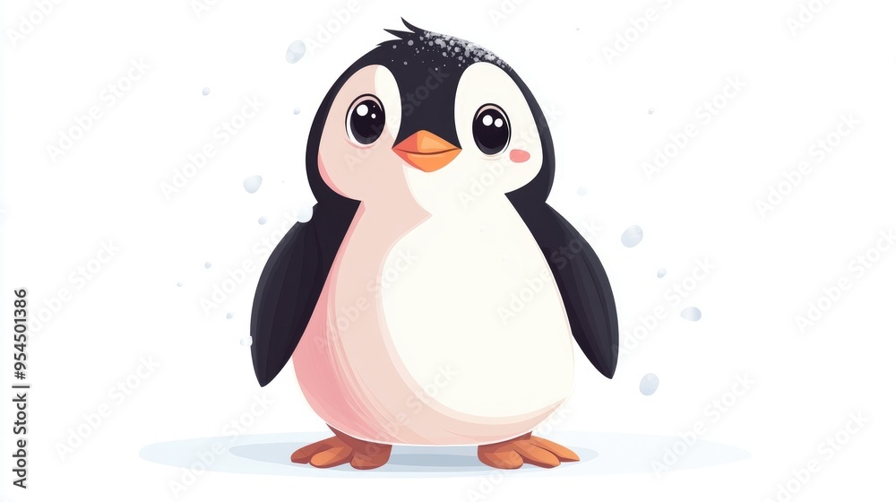 Fototapeta premium Adorable 2D cartoon penguin character in a whimsical design