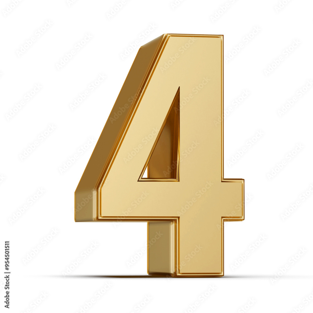 Gold 3D Number 4