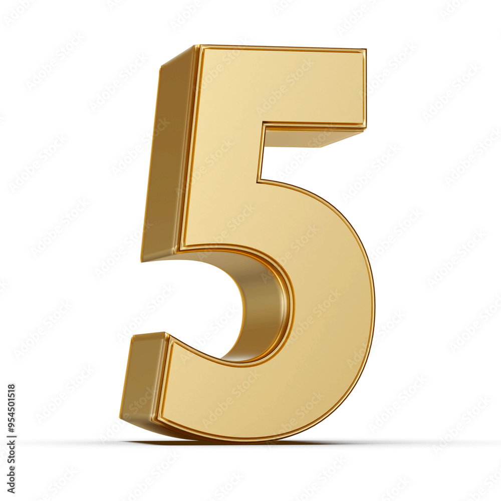 Gold 3D Number 5 Gold 3D Number 5