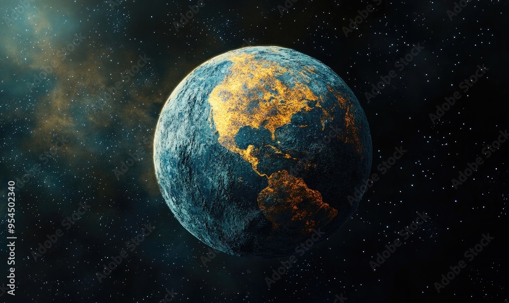 Fototapeta premium 3D illustration of a fantasy planet in the universe