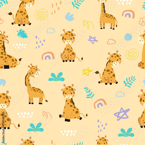 cute giraffe seamless pattern for tile,fabric kid design
