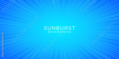 Blue sunburst Pattern Background. Rays. Radial. Summer Banner. Vintage backdrop for comic superhero text, speech bubble, message. Vector Illustration	