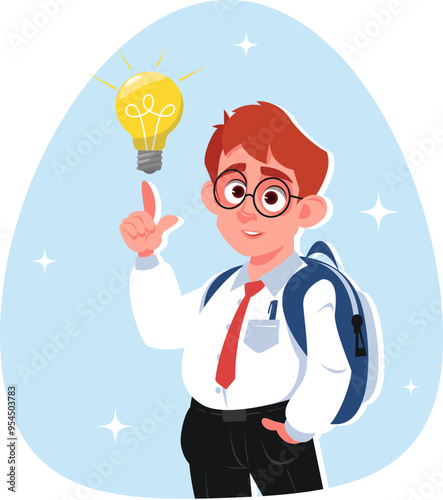 schoolboy with a light bulb idea