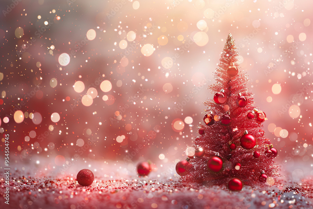 Naklejka premium Christmas greeting card with bright winter holiday composition and New Year background