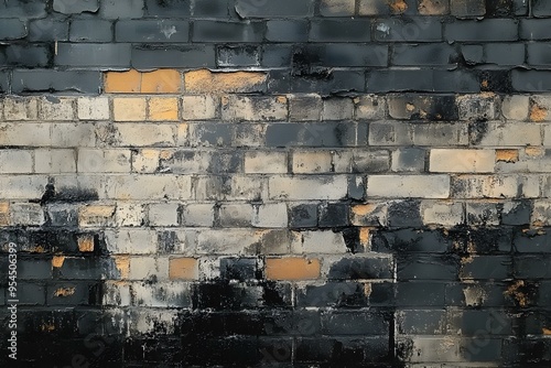 old building bricks wall, burned and charred