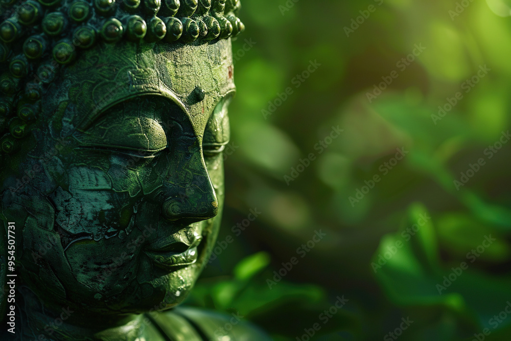 Beautiful greeting card with ancient statue great Buddha to bright holiday composition Beautiful greeting card with ancient statue great Buddha to bright holiday composition
