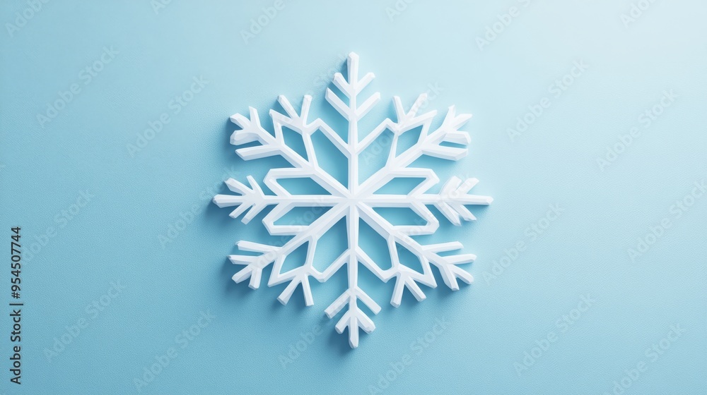 Frozen Elegance - Detailed 3D Snowflake Icon on Icy Blue Background for Winter Projects and Greeting Cards Frozen Elegance - Detailed 3D Snowflake Icon on Icy Blue Background for Winter Projects and Greeting Cards