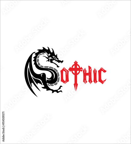 Illustration of sothic writing symbolizing dragon