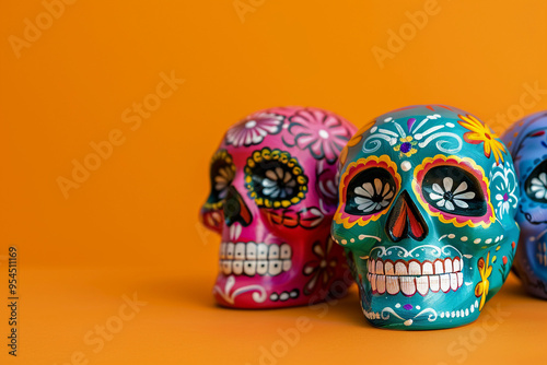 Beautiful greeting card with bright holiday composition for happy to joy celebrate dia de muertos