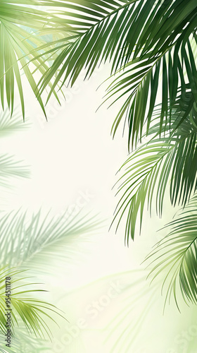 Tropical Paradise: A Lush Frame of Palm Leaves Beckons You to Relax and Escape.