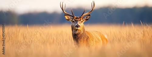  A deer in a tall grass field, its head tilted to the side in a close-up
