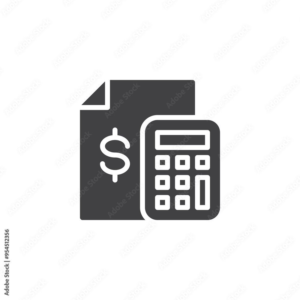 Calculator and financial document vector icon Calculator and financial document vector icon