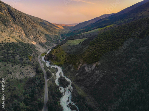 central asia kyrgyzstan national park gorge nature scenes photo