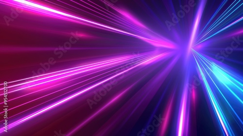 Vibrant Neon Glow. Abstract and Colorful Rays Zooming in Purple, Violet, and Blue Tones