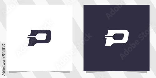 letter p with pickleball logo design vector