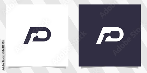 letter p with pickleball logo design vector