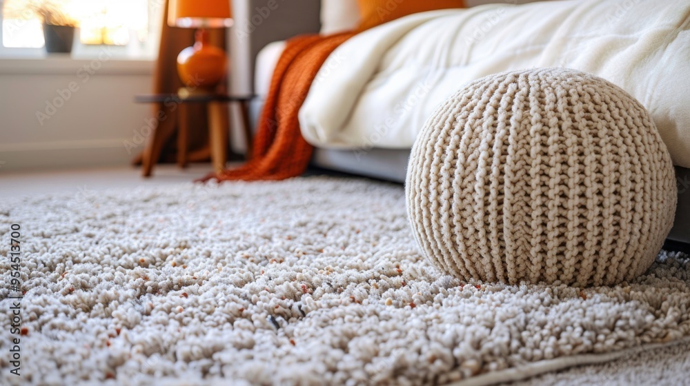 Rug: A cozy, plush rug placed next to the bed, offering warmth and softness underfoot, while adding texture and style to the room's overall design.
Rug: A cozy, plush rug placed next to the bed, offering warmth and softness underfoot, while adding texture and style to the room's overall design.