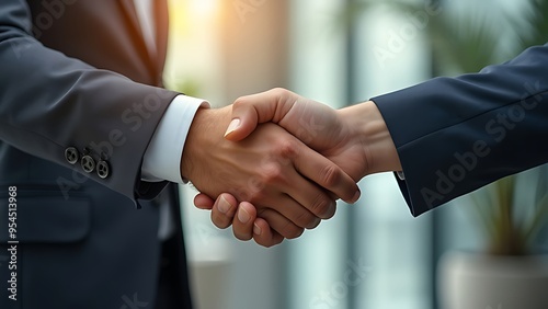 Businessmen making handshake with partner, greeting, dealing, merger and acquisition, business cooperation concept, panoramic banner, copy space for business, finance and investment background