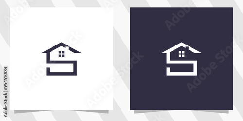 letter s with home logo design vector