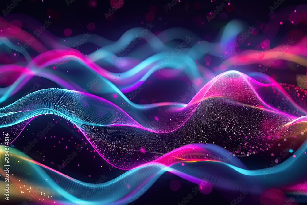 Fototapeta premium Beautiful texture surface neon wave, design natural abstract background