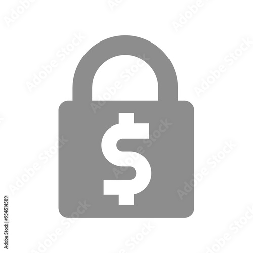 Padlock and dollar symbol. Safe, secured money and finance vector icon.