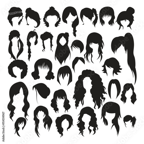 set of female hair style cut