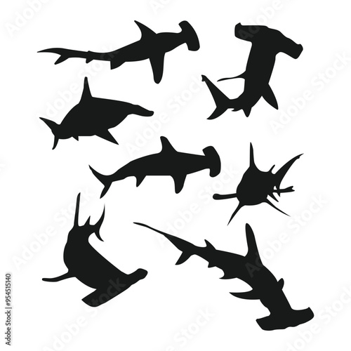 silhouette of a sharks