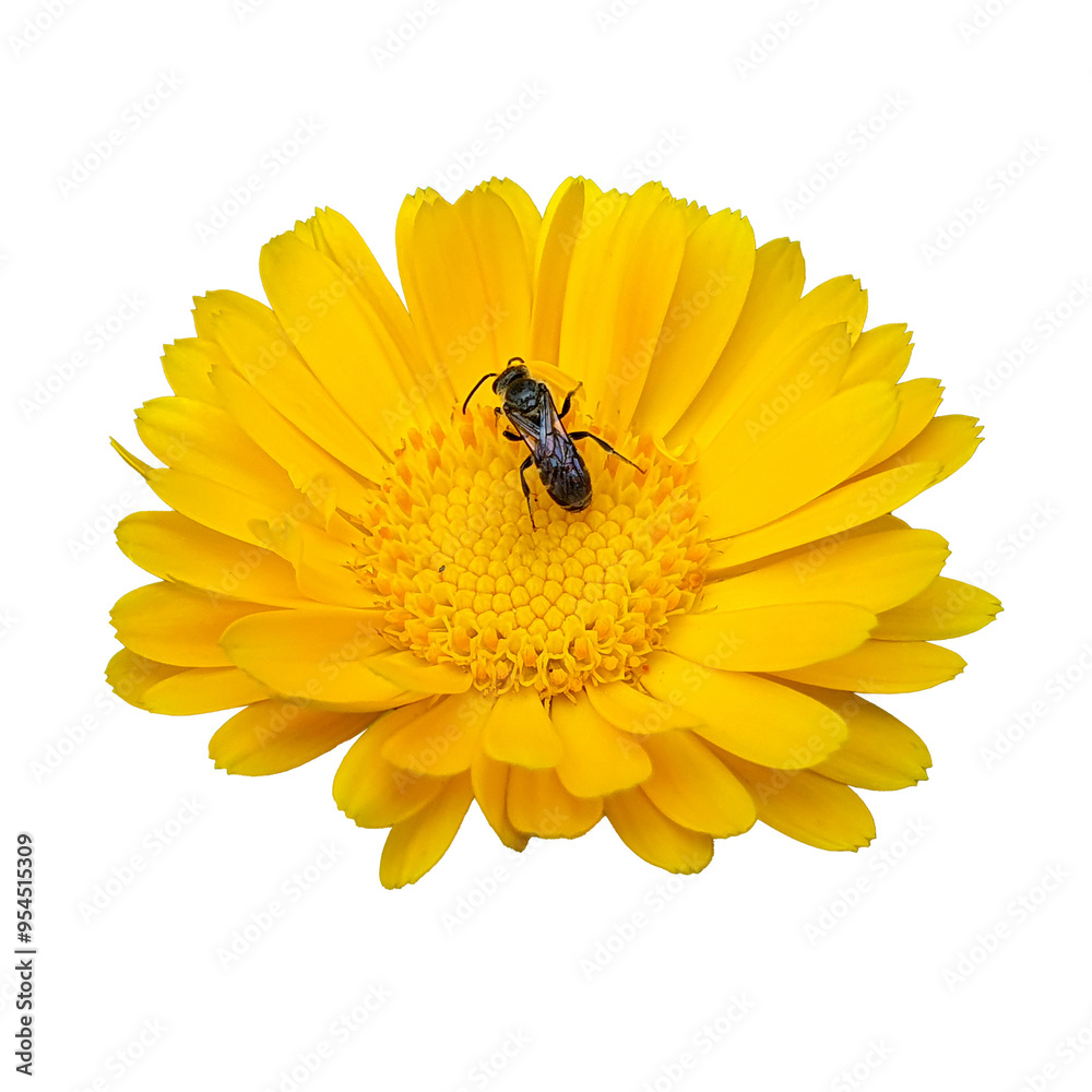 A black masked bee collecting nectar from a beautiful yellow sunflower. A black masked bee collecting nectar from a beautiful yellow sunflower.