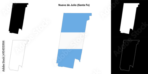 Nueve de Julio department (Santa Fe) outline map set
