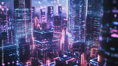 Smart city digital world metaverse, 3D AI artificial intelligence robot engineer digital technology security power energy sustainable environment technology futuristic interface, beautiful 3D city int