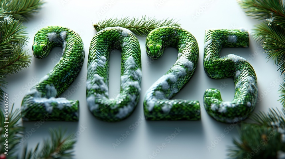number 2025, symbolizing the Year of the Snake. The background is plain, emphasizing the snake and the numbers. number 2025, symbolizing the Year of the Snake. The background is plain, emphasizing the snake and the numbers.
