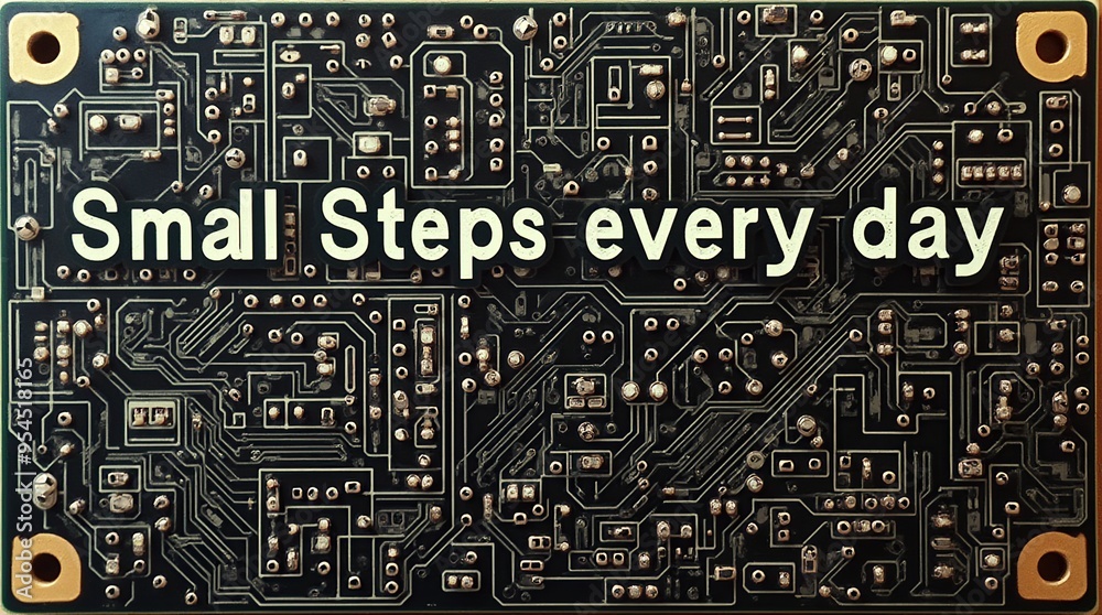 Fototapeta premium Inspirational text on a circuit board background for motivation