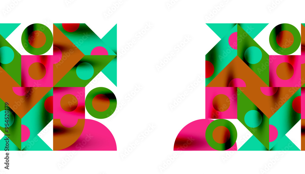 Colorful triangles circles square geometric design. Abstract background for wallpaper, banner, backdrop, card, book Illustration, landing page Colorful triangles circles square geometric design. Abstract background for wallpaper, banner, backdrop, card, book Illustration, landing page