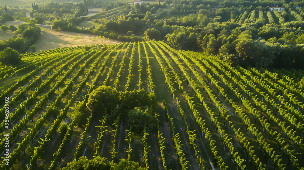 Fototapeta premium Aerial view of a vineyard in Veneto Italy showcasing its extensive layout.