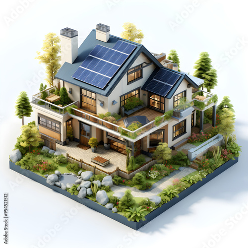 isometric architecture eco sustainable environment generative AI.
