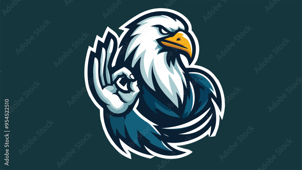 Obraz premium illustration of an eagle mascot with a minimalist style ok pose