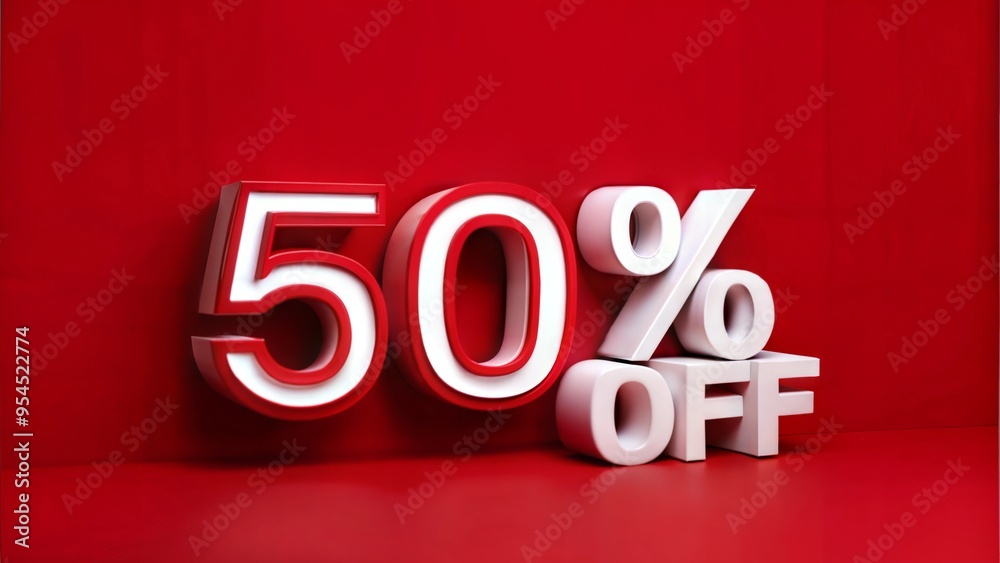 Bold 50% Off Sale Sign in Red and White for Promotions Bold 50% Off Sale Sign in Red and White for Promotions