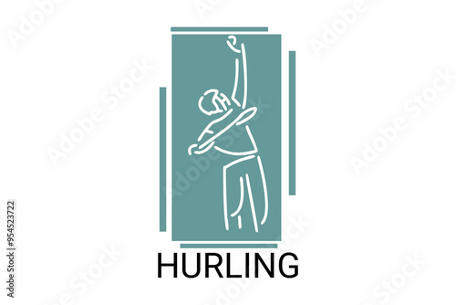 hurling sport vector line icon. an athlete playing hurling. sport pictogram, vector illustration.