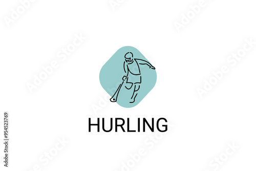 hurling sport vector line icon. an athlete playing hurling. sport pictogram, vector illustration.