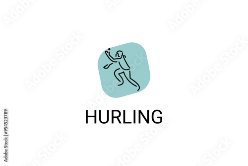 hurling sport vector line icon. an athlete playing hurling. sport pictogram, vector illustration.