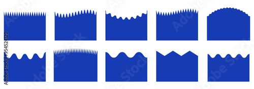 Collection of curve lines and waves abstract design element for website bottom page. Set of waves showing different amplitudes and wavelengths.